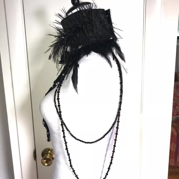 Gothic Lolita Victorian Visual Kei EGL Sculpted Lace & Feather Collar Top OS - Picture 4 of 7